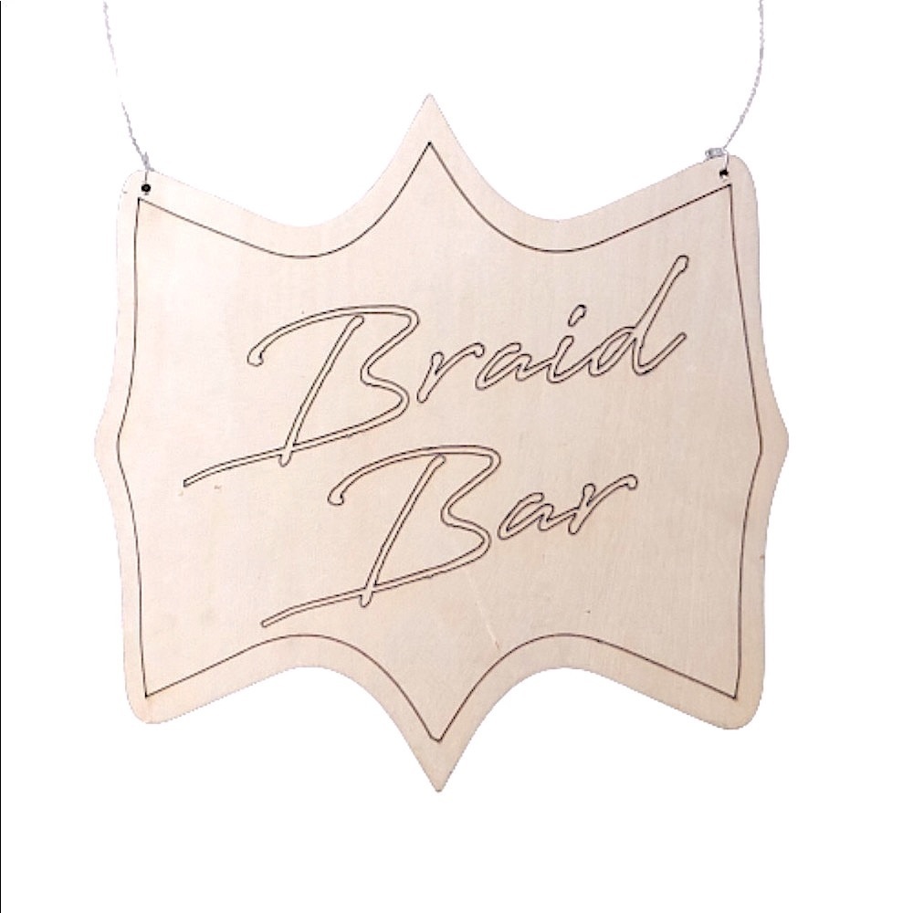 NEW laser Engraved Print Wood Sign Braid Bar salon wall hanging event decor